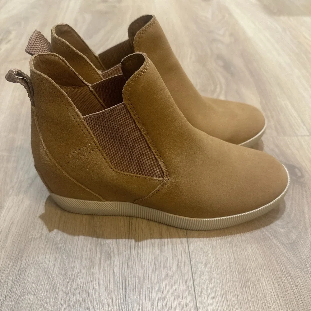 Sorel Out‎ N About Slip-On Wedge II Womens Size 8.5 Brown Waterproof Ankle Boots